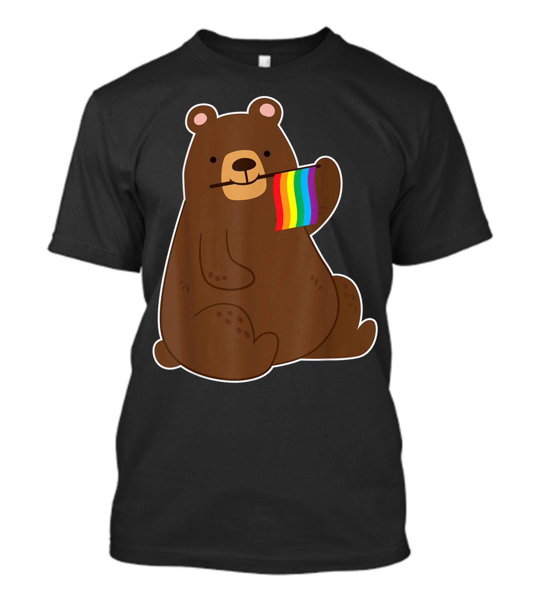 Gay Pride Bear Holding Rainbow Flag T-Shirt