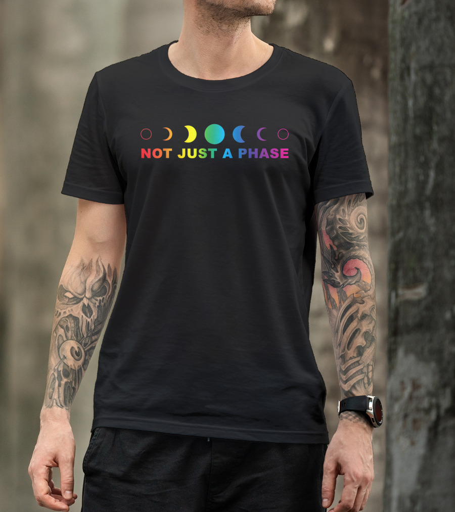 Not Just A Phase Rainbow Lunar Cycle Gay Pride Moon T-Shirt