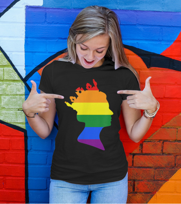 Queen Elizabeth Silhouette British Rainbow Flag Pride T-Shirt
