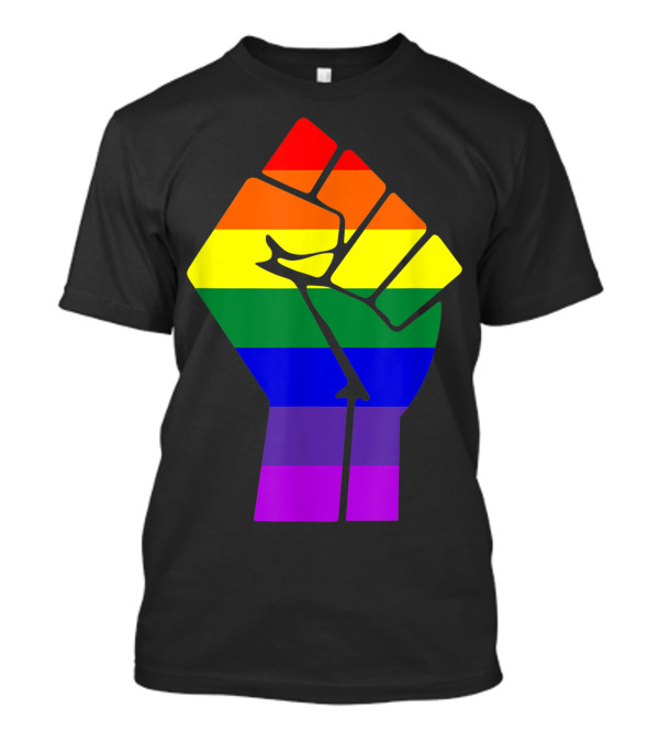 Rainbow Raised Fist Gay Pride T-Shirt
