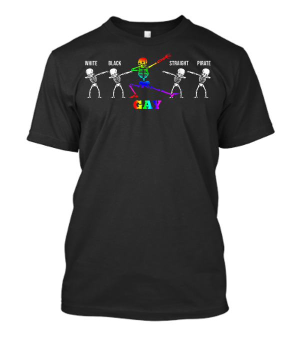 White Black Straight Pirate Gay Skeleton Dabbing Skeleton Lovers T-Shirt
