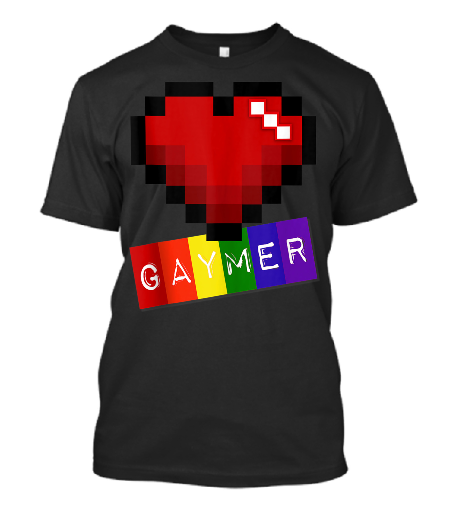 Gaymer Heart Love Pixels Rainbow T-Shirt