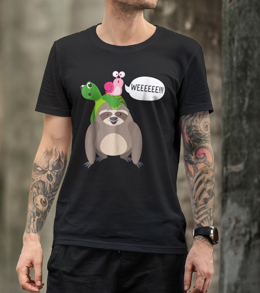 Wee Sloth Turtle Snail Piggyback Animal WEEEEEE T-Shirt