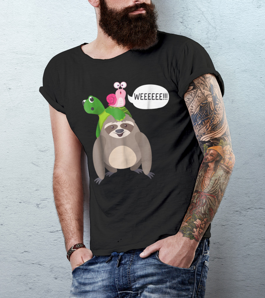 Wee Sloth Turtle Snail Piggyback Animal WEEEEEE T-Shirt
