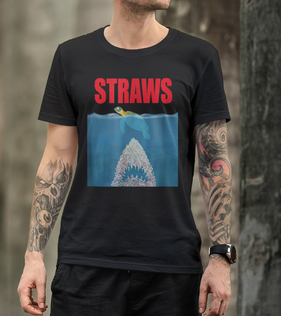 Ban Plastics Straws Save Sea Turtles Save Earth Straws Sea Turtle Ocean Conservation T-Shirt