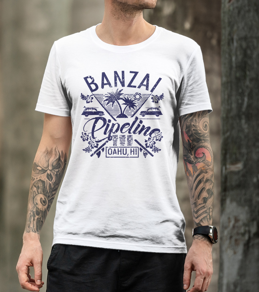 Banzai Pipeline Oahu HI Surf Vacation Beach Adventure T-Shirt