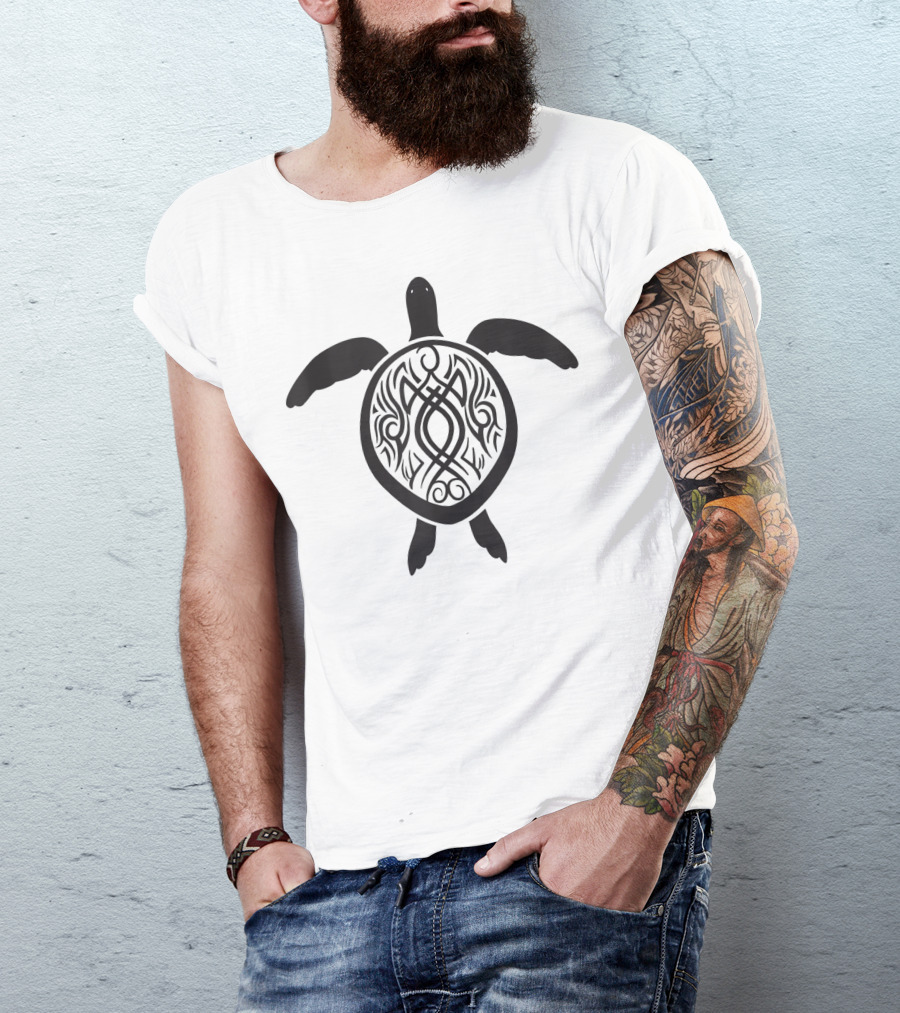 Hawaiian Vintage Tribal Turtle Symbol With Intricate T-Shirt