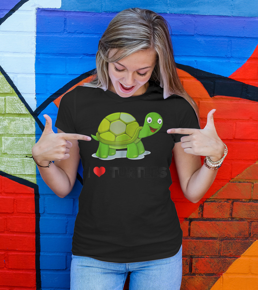 I Love Turtles Heart I Love Turtles T-Shirt