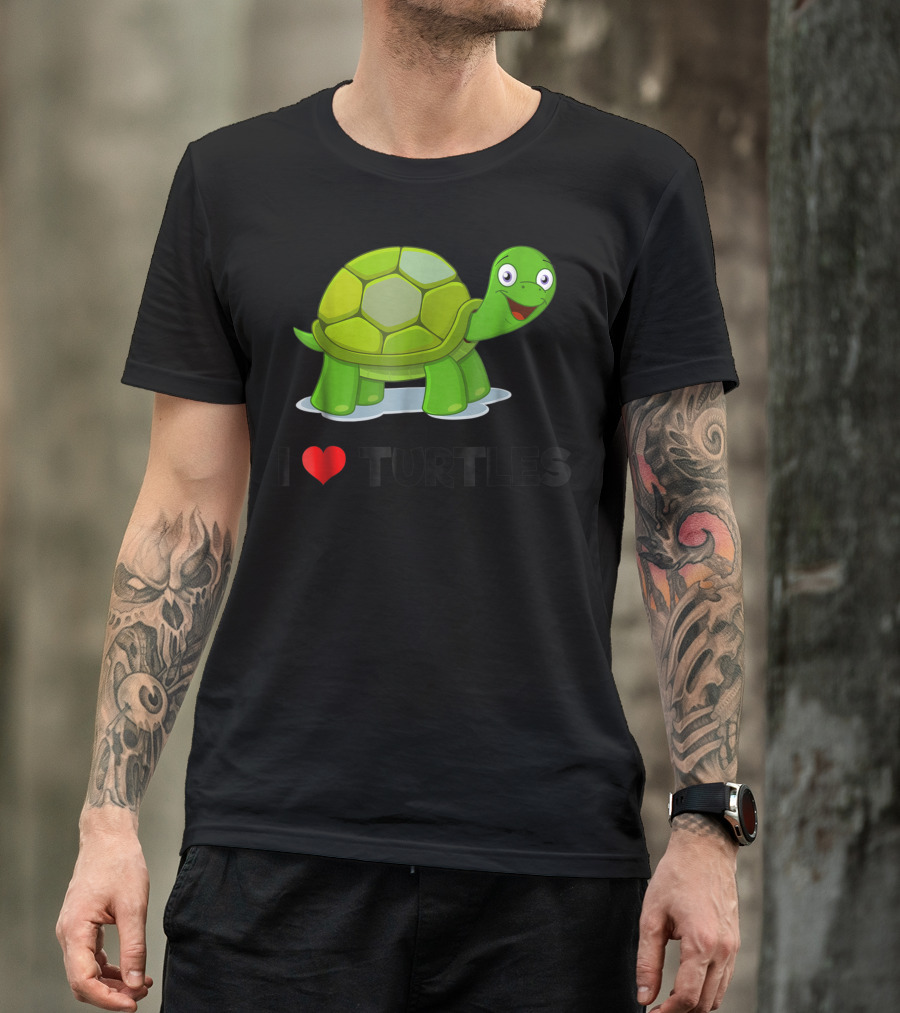 I Love Turtles Heart I Love Turtles T-Shirt