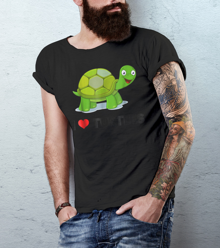 I Love Turtles Heart I Love Turtles T-Shirt
