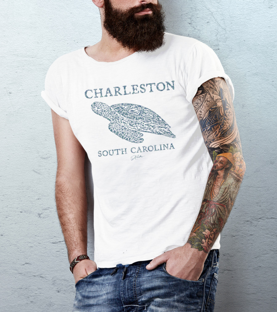 Charleston South Carolina Gliding Sea Turtle Jcombs T-Shirt