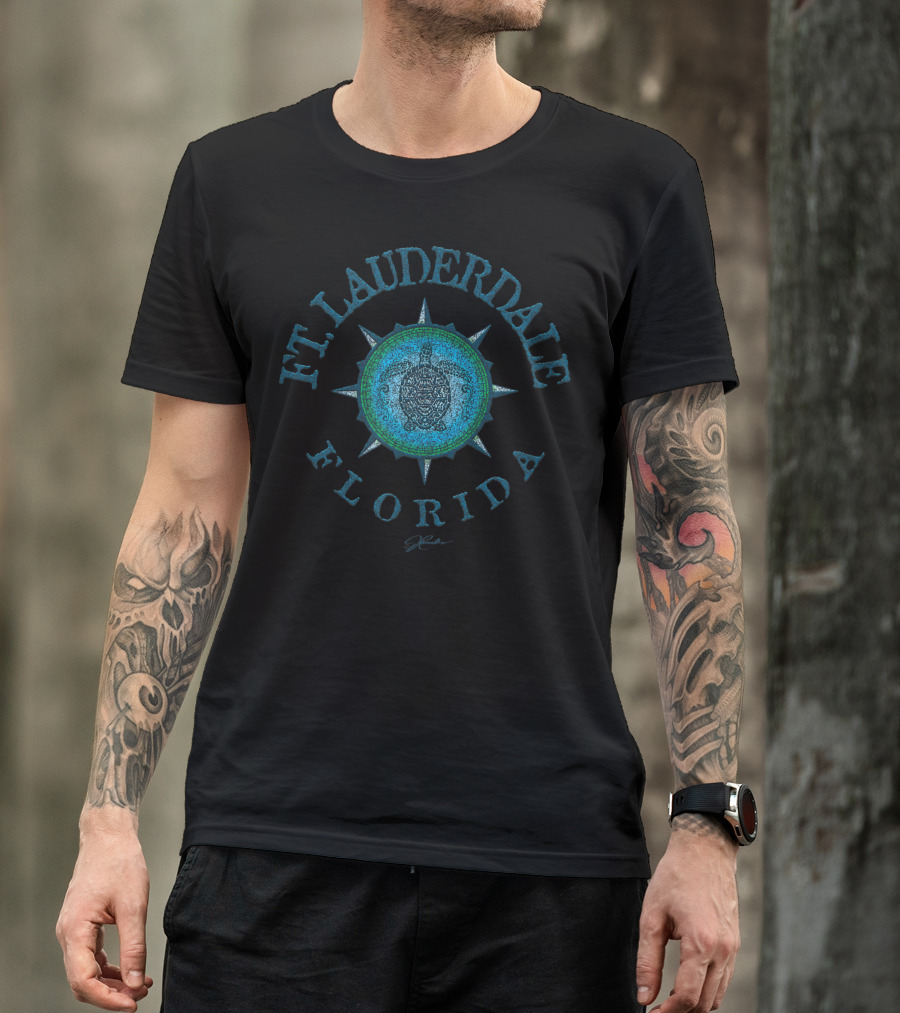 FT. Lauderdale Florida Sea Turtle Compass Jcombs Signature T-Shirt