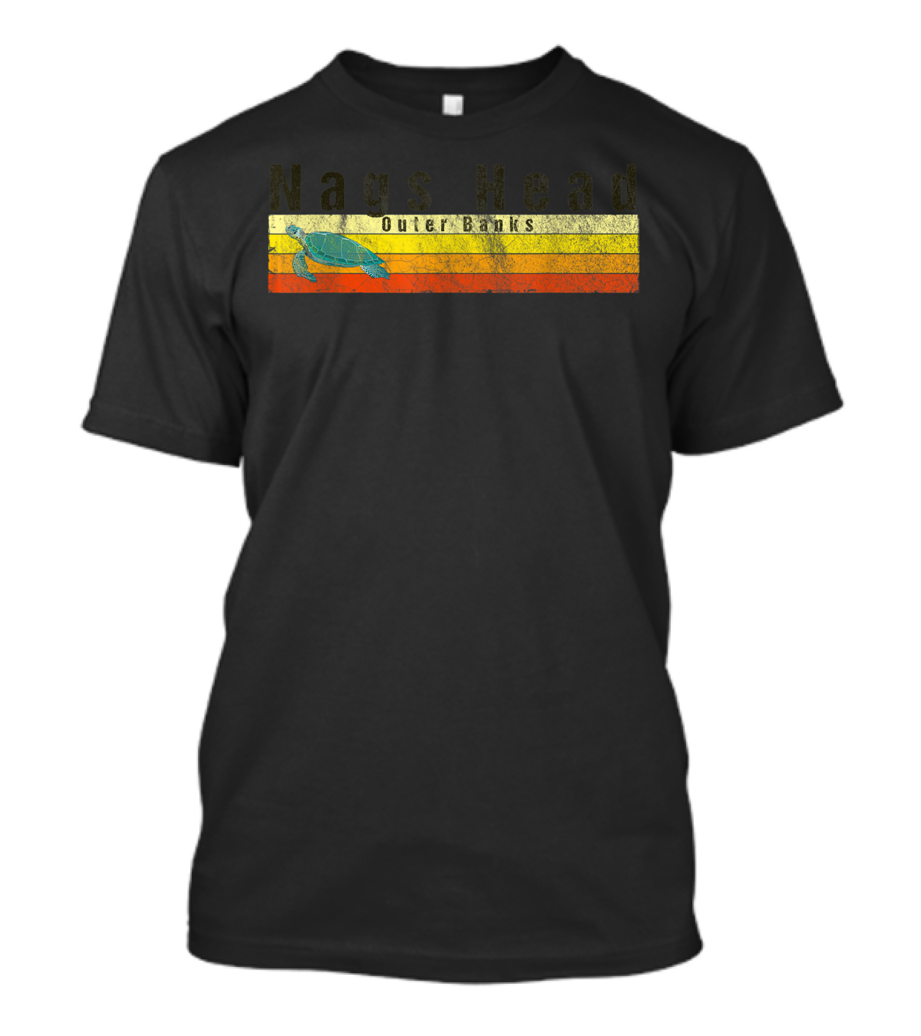 Nags Head Outer Banks Vintage Style Sea Turtle Retro Stripes T-Shirt