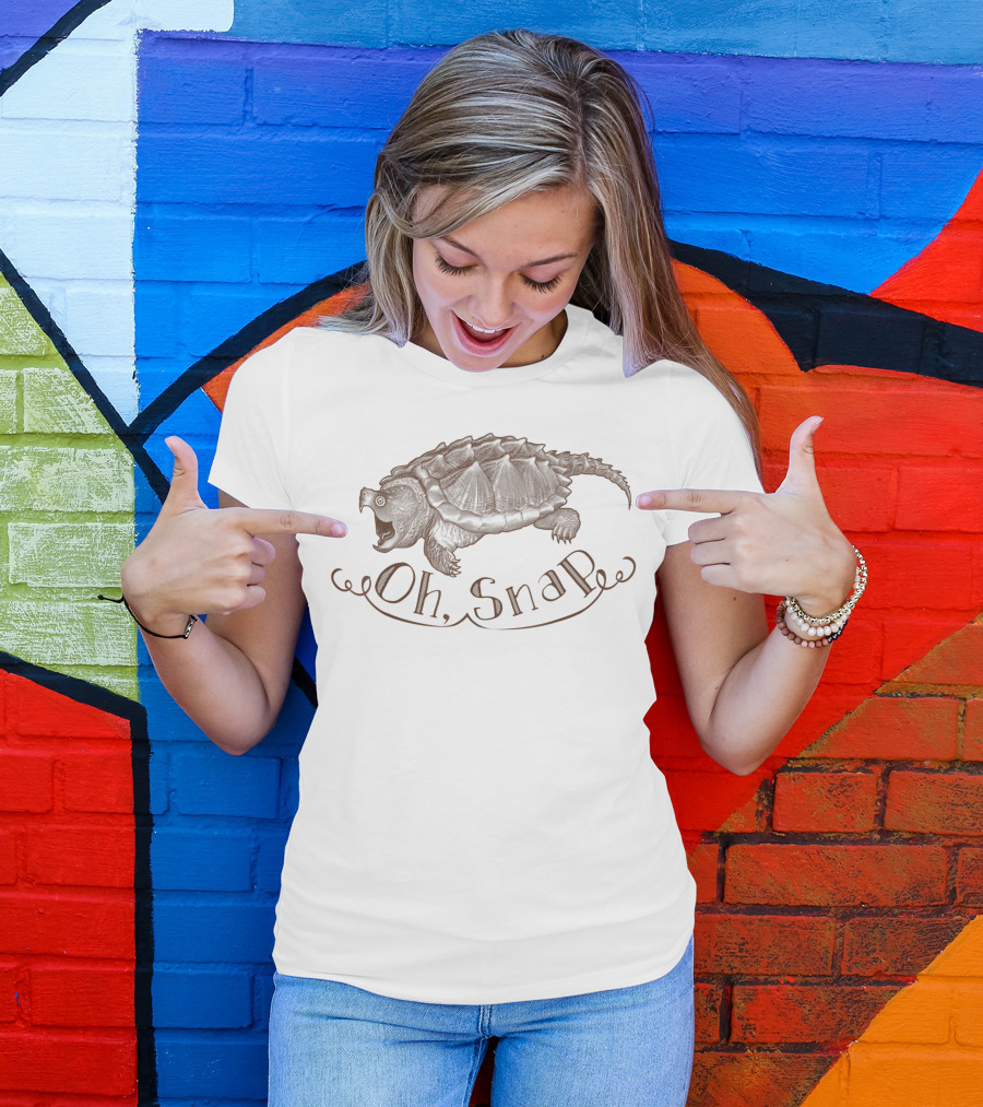 Oh Snap Snapping Turtle Text T-Shirt