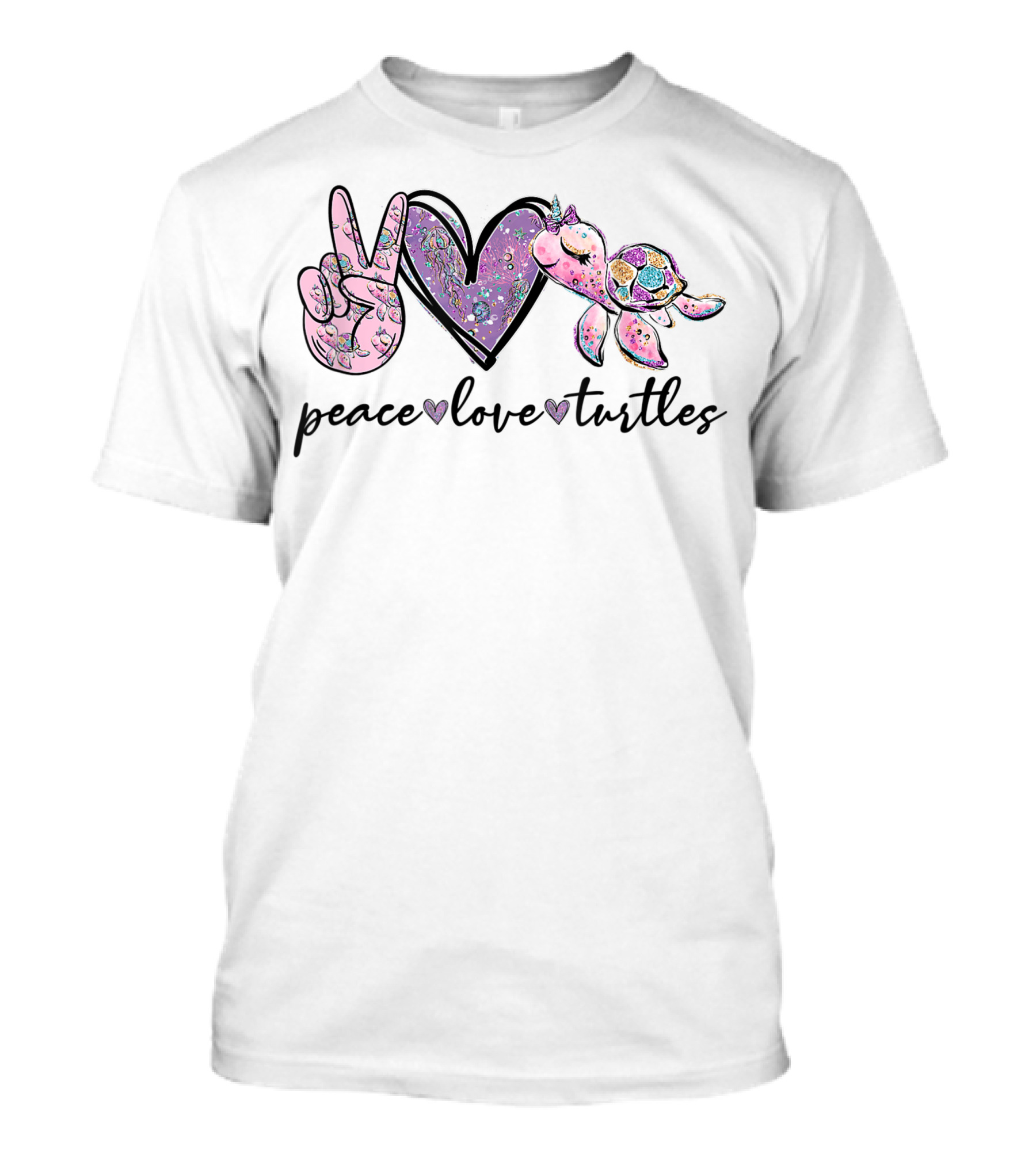 Peace Love Turtles Peace Sign Heart Turtle T-Shirt