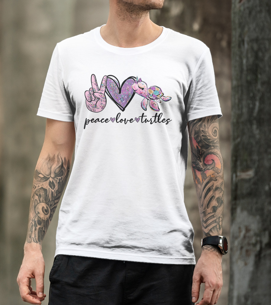 Peace Love Turtles Peace Sign Heart Turtle T-Shirt