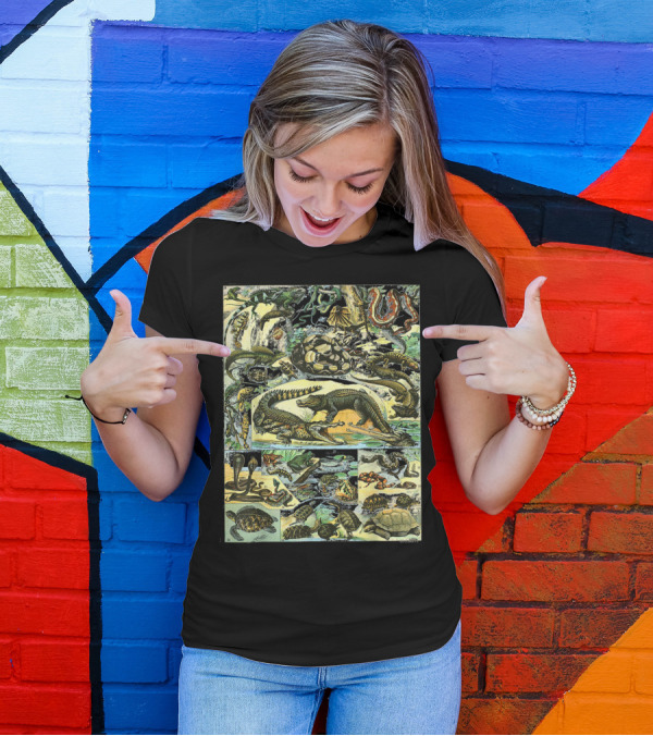 Reptiles Collection Chart Vintage Turtle Snake Species Illustrated Ww T-Shirt