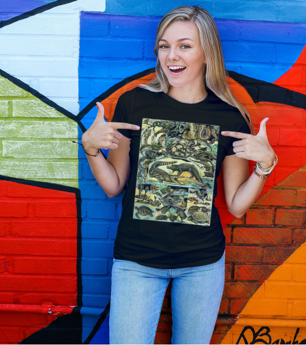 Reptiles Collection Chart Vintage Turtle Snake Species Illustrated Ww T-Shirt