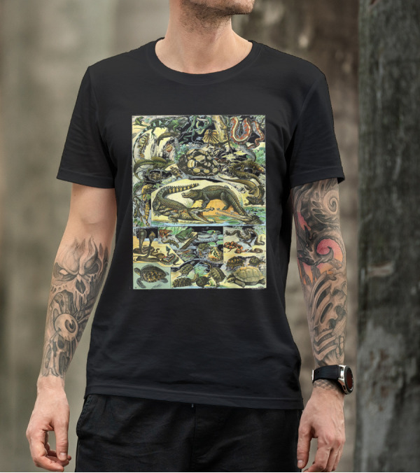 Reptiles Collection Chart Vintage Turtle Snake Species Illustrated Ww T-Shirt