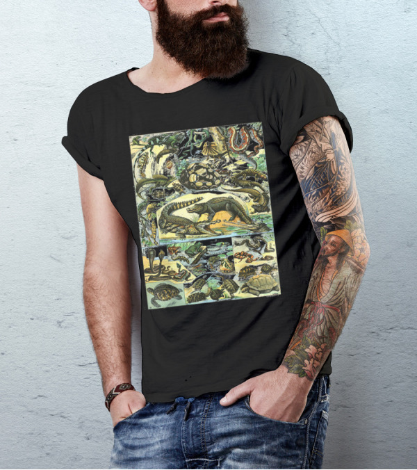 Reptiles Collection Chart Vintage Turtle Snake Species Illustrated Ww T-Shirt