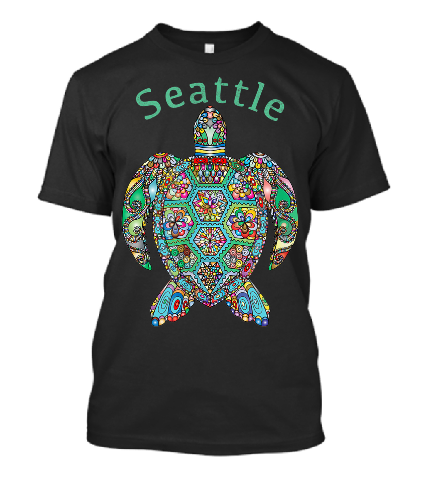 Seattle Colorful Tribal Turtle T-Shirt