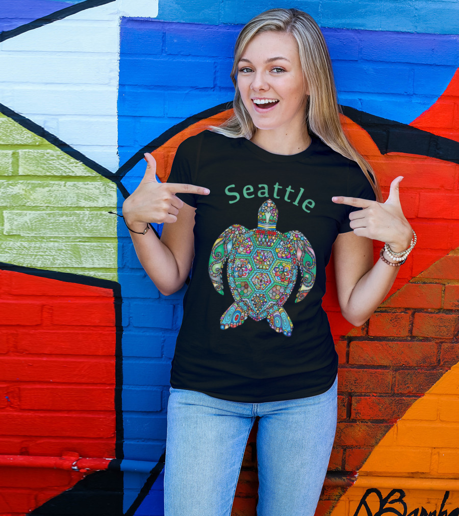 Seattle Colorful Tribal Turtle T-Shirt