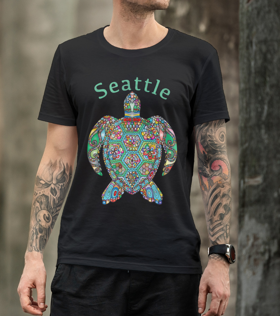 Seattle Colorful Tribal Turtle T-Shirt