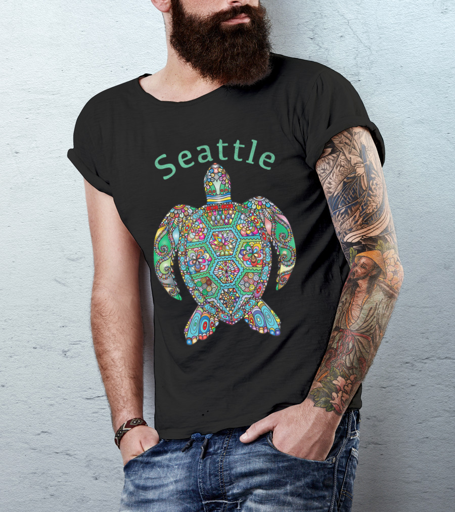 Seattle Colorful Tribal Turtle T-Shirt