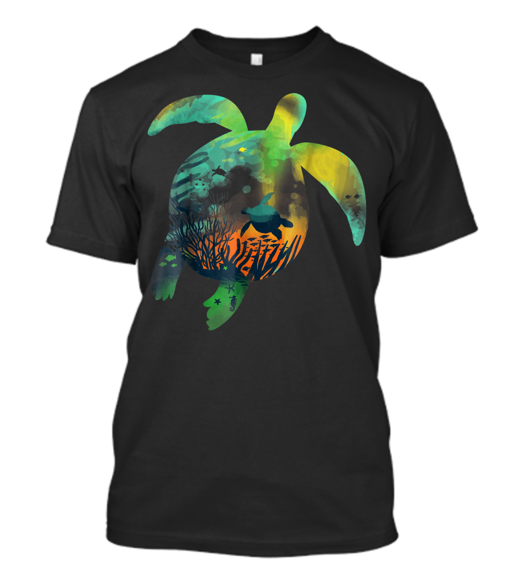 Turtle Reef Underwater Scene With Coral And Marine Life T-Shirt