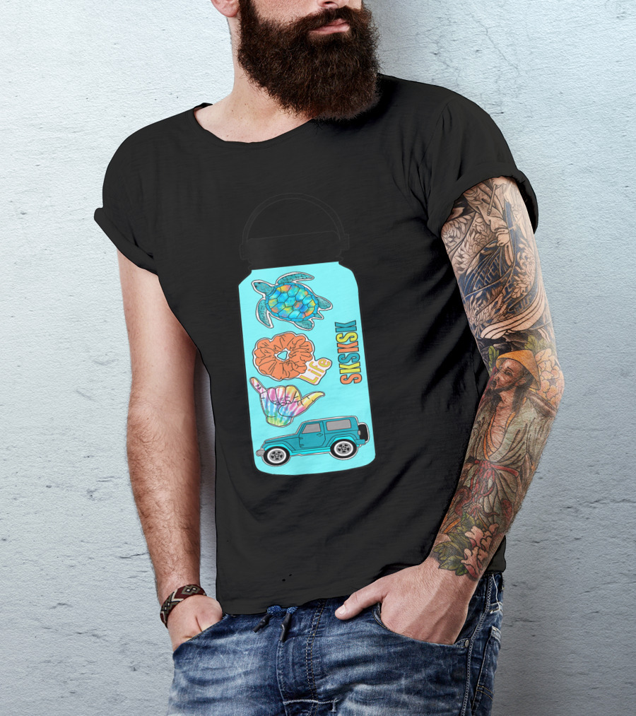 Sksksk Save The Sea Turtles Shaka Sign Scrunchie Tie Dye Life Jeep T-Shirt