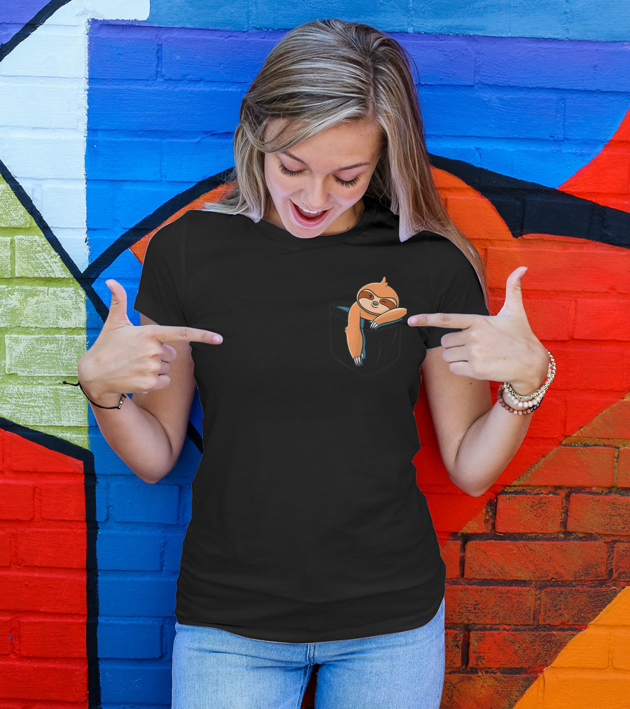 Sloth Relaxing In Pocket T-Shirt