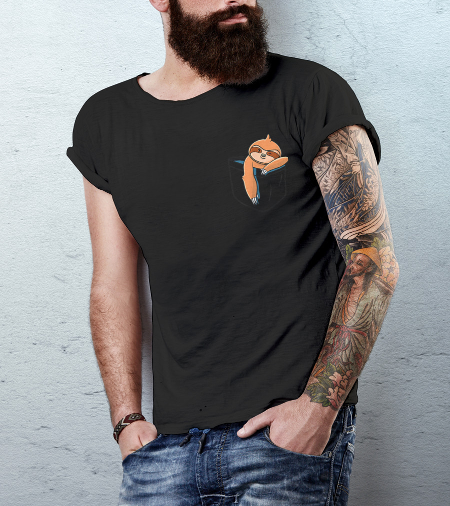 Sloth Relaxing In Pocket T-Shirt