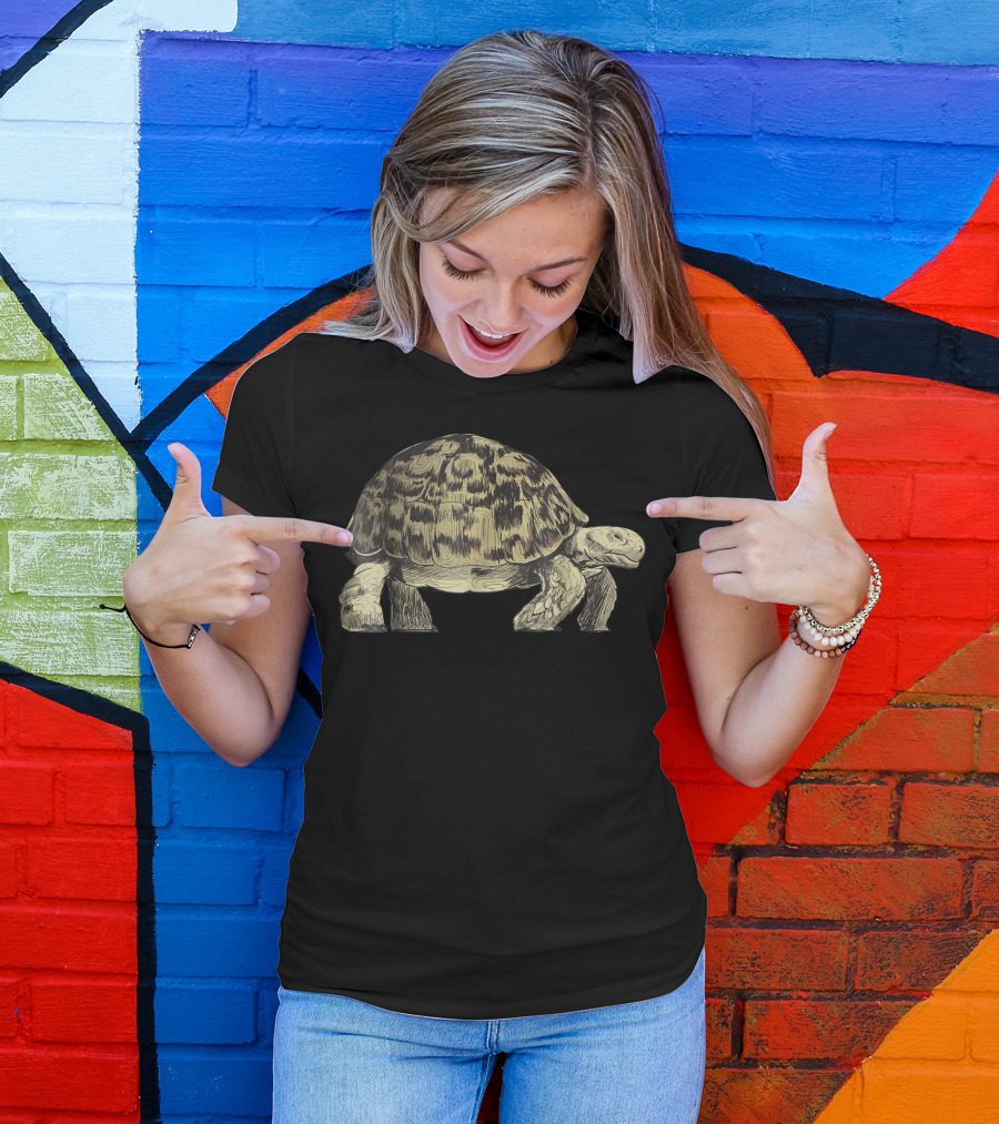 Slow Tortoise Turtle Sketch T-Shirt