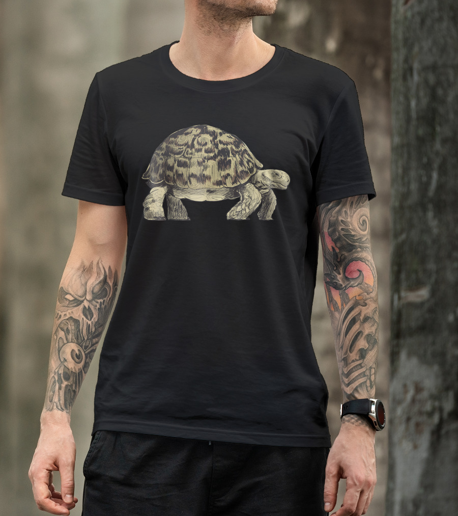 Slow Tortoise Turtle Sketch T-Shirt