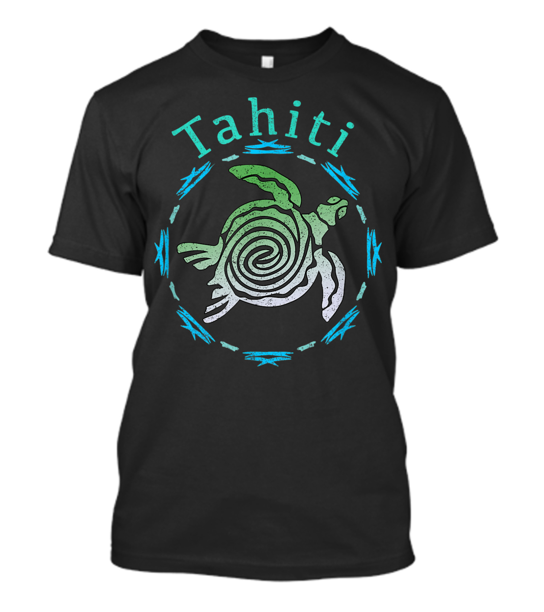 Tahiti Vintage Tribal Turtle Spiral T-Shirt