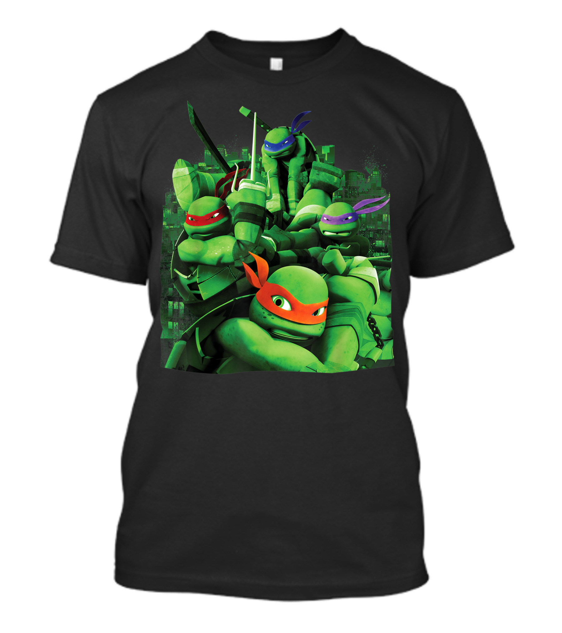 TMNT Teenage Mutant Ninja Turtles Group Attack City Green Heroes T-Shirt