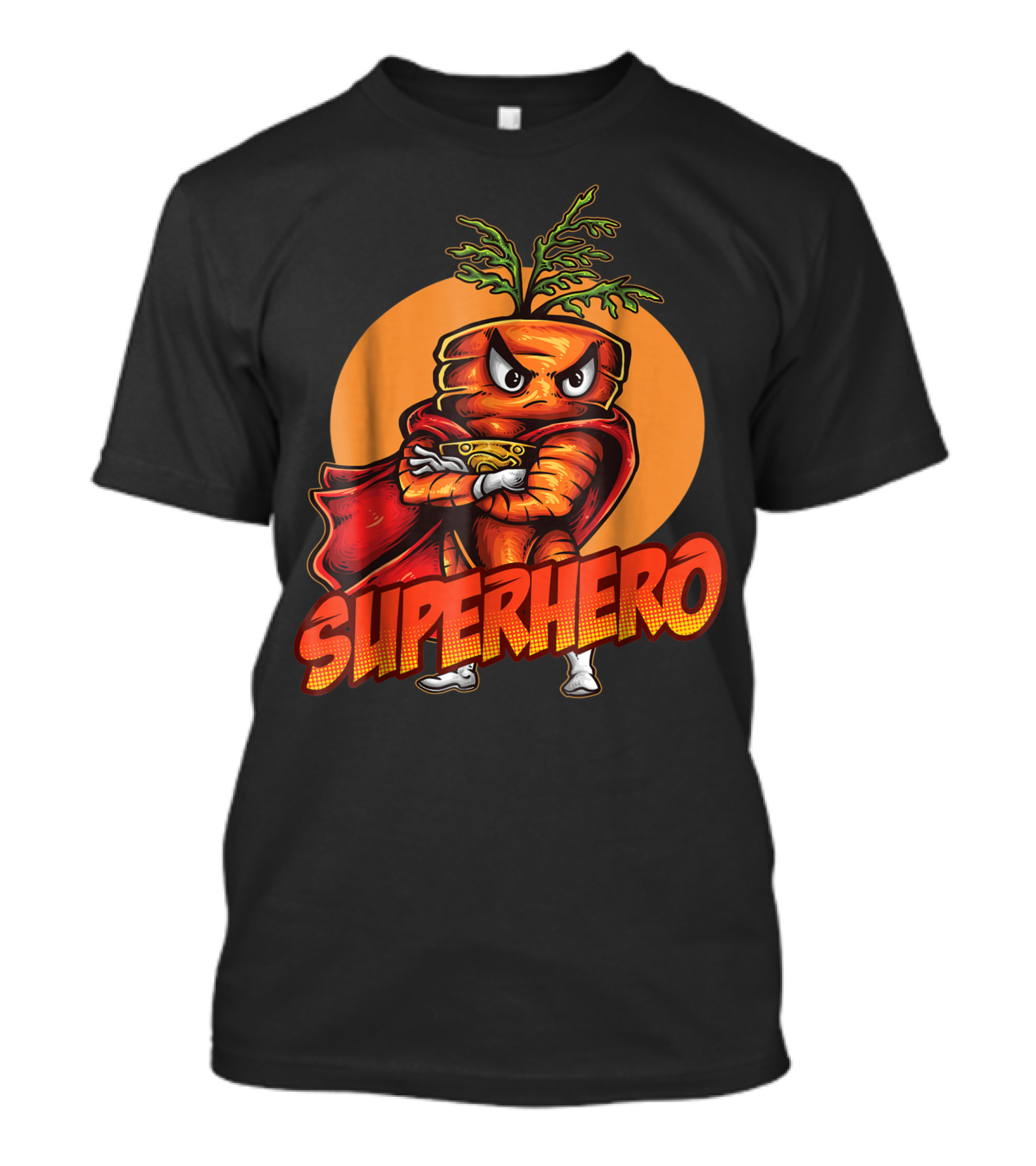 Angry Carrot Superhero Vegetarian Vegan Heroic Cape Veggie Power T-Shirt