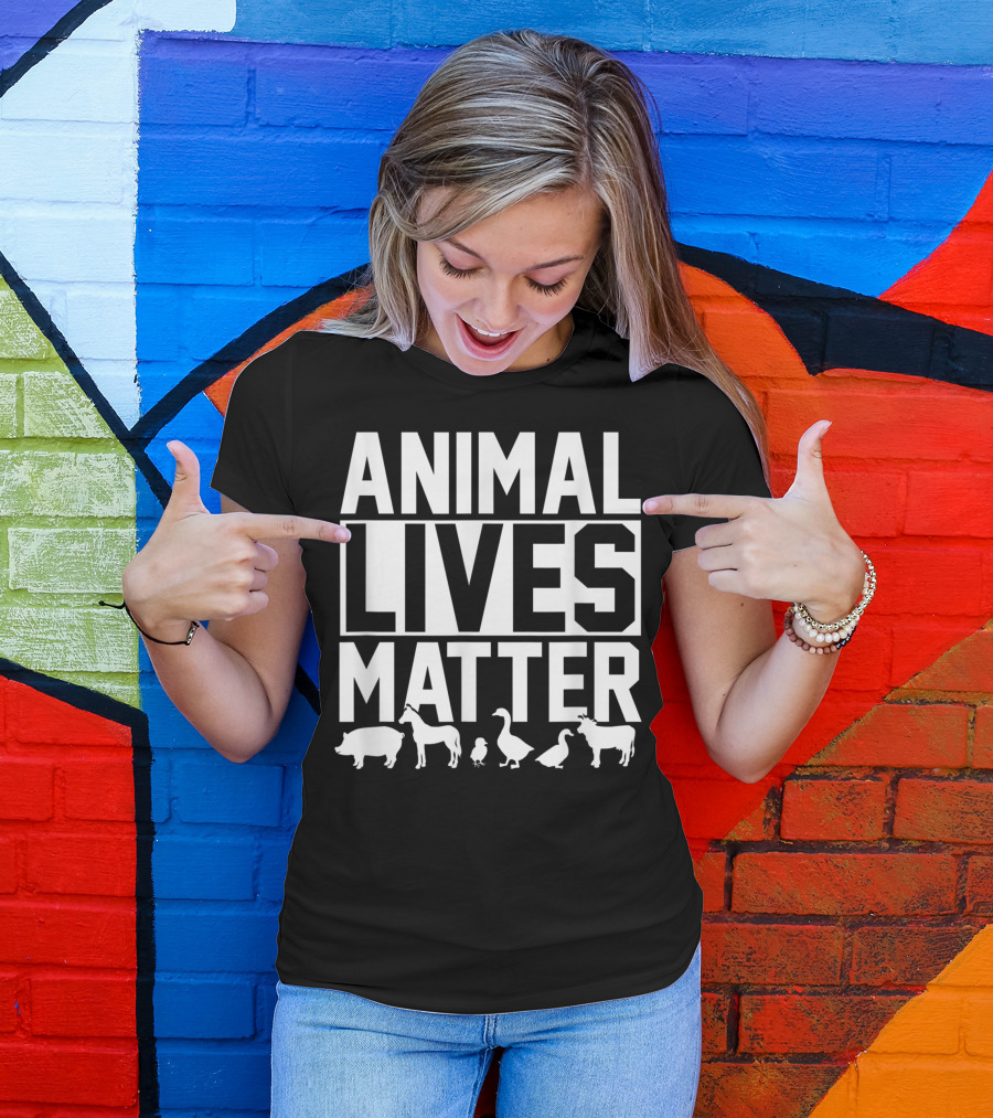 Animal Lives Matter Vegetarian Horse Duck Pig Cow Goose Chicken T-Shirt
