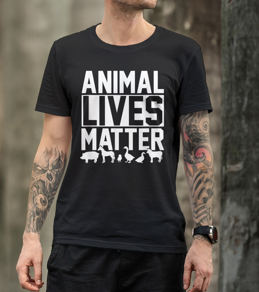 Animal Lives Matter Vegetarian Horse Duck Pig Cow Goose Chicken T-Shirt