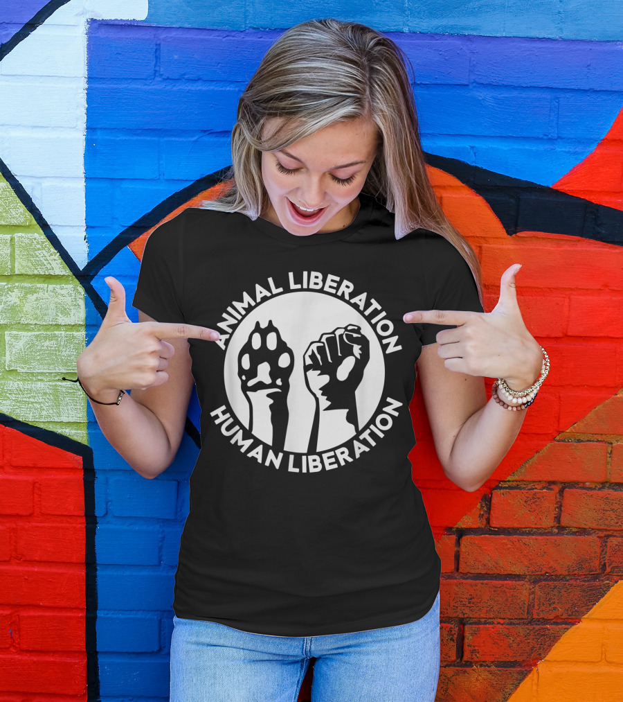Animal Liberation Human Liberation Vegan Vegetarian Dog Paw Ut T-Shirt