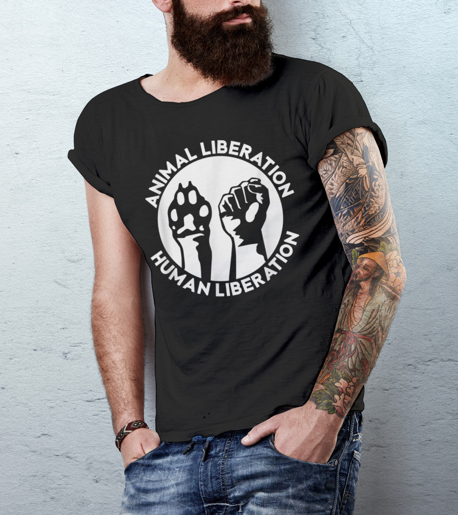 Animal Liberation Human Liberation Vegan Vegetarian Dog Paw Ut T-Shirt