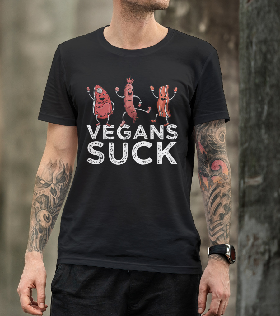 Anti Vegan BBQ Lover Vegans Suck Meat Eater Ribeye Steak T-Shirt