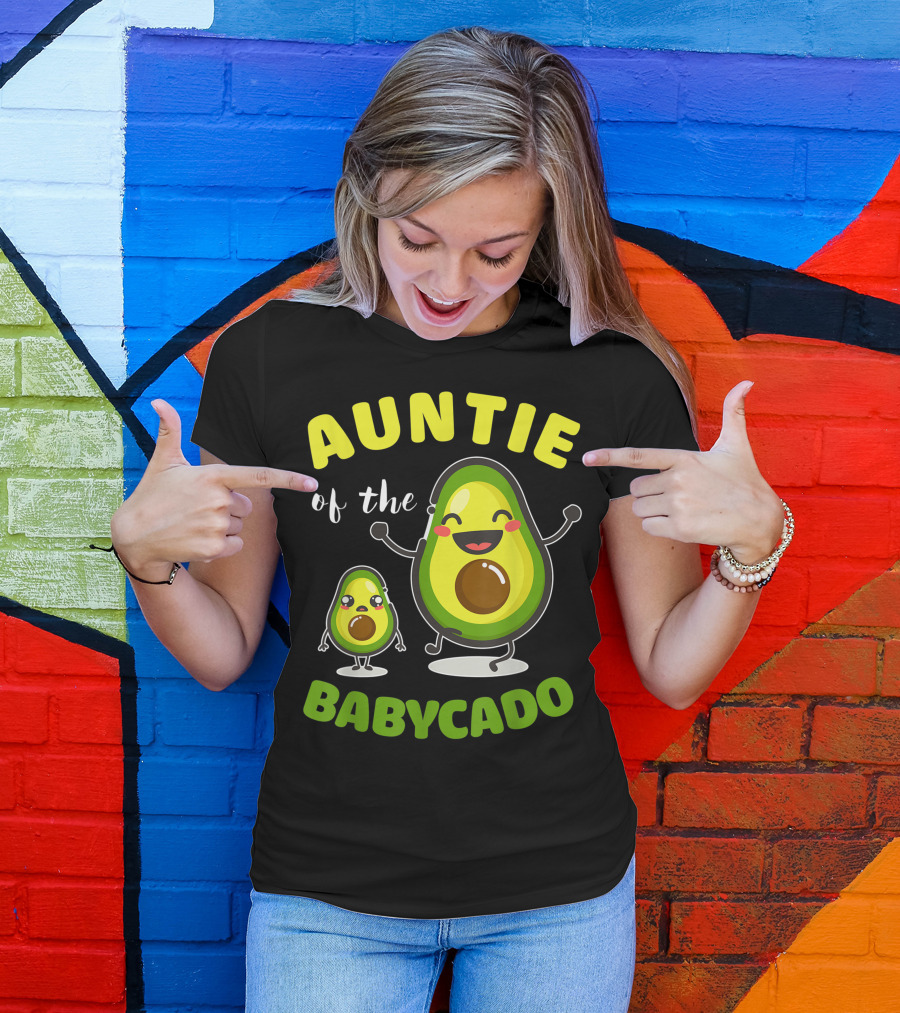 Auntie Of The Babycado Avocado Family Cute Cartoon Avocados T-Shirt