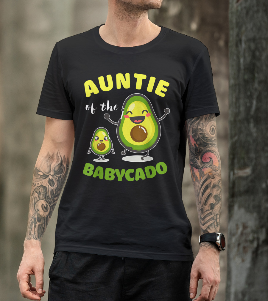 Auntie Of The Babycado Avocado Family Cute Cartoon Avocados T-Shirt