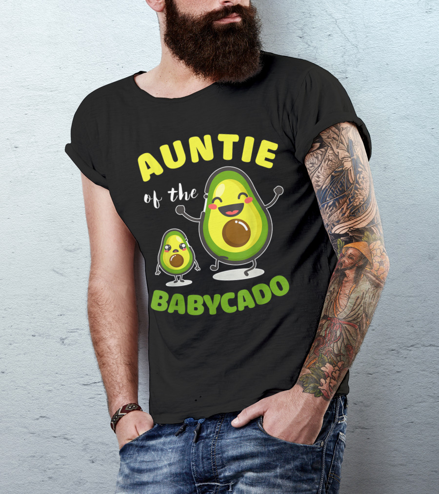 Auntie Of The Babycado Avocado Family Cute Cartoon Avocados T-Shirt