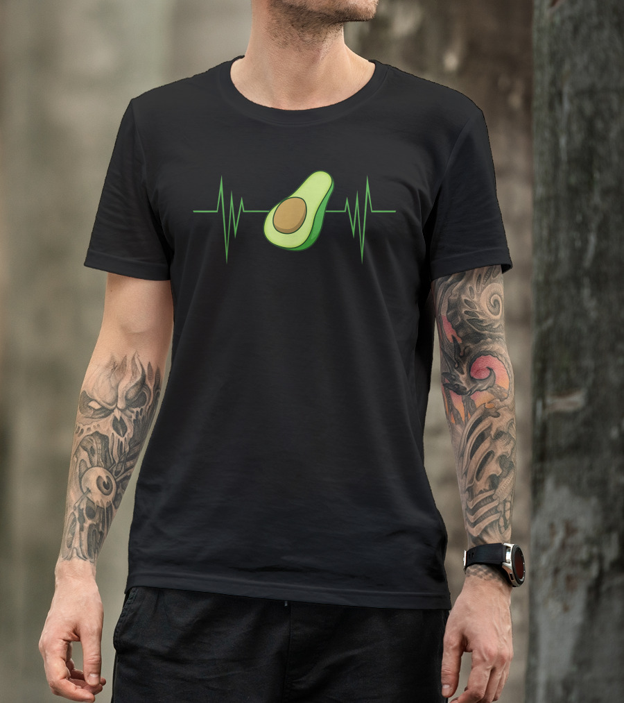 Avocado Heartbeat Vegan Avocado Rhythm T-Shirt