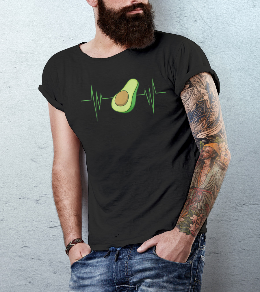 Avocado Heartbeat Vegan Avocado Rhythm T-Shirt