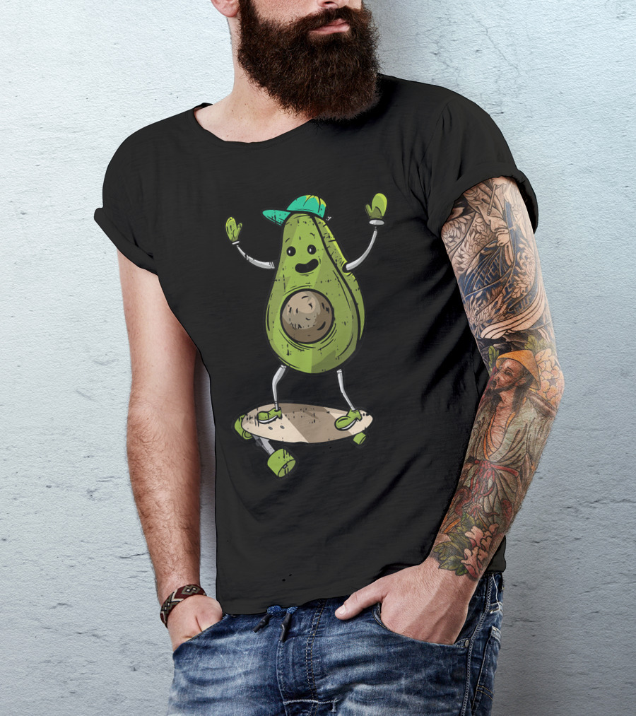 Avocado Skateboard Skater Summer Food Lover T-Shirt