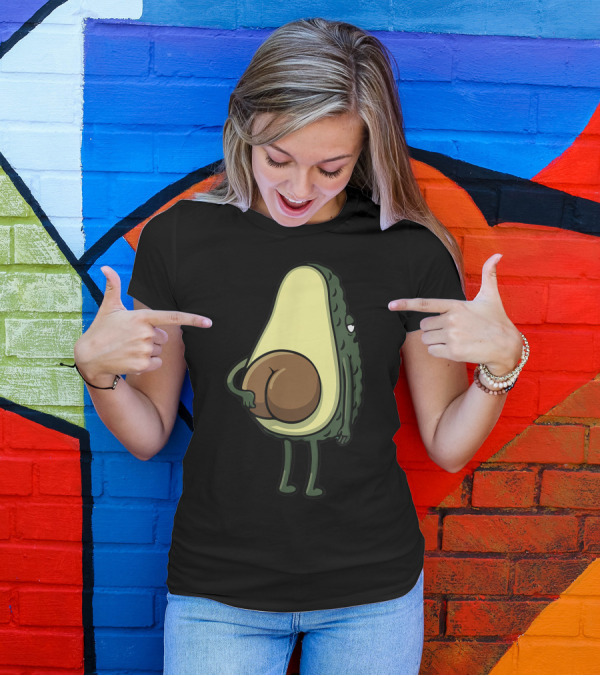 Avocado With Seed Like Butt Cartoon Character T-Shirt