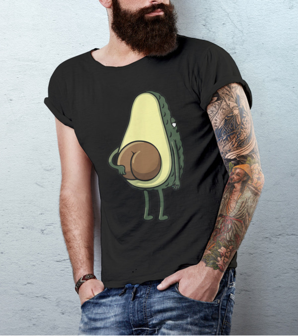 Avocado With Seed Like Butt Cartoon Character T-Shirt
